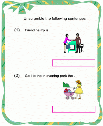Jumbled Sentence 7 Sheet