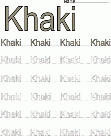 Khaki Word Color Coloring Worksheet Sheet