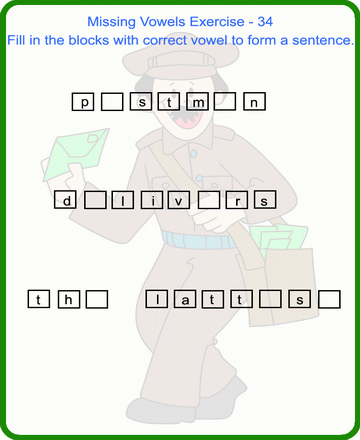 Missing Vowels 34 Sheet