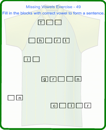 Missing Vowels 49 Sheet