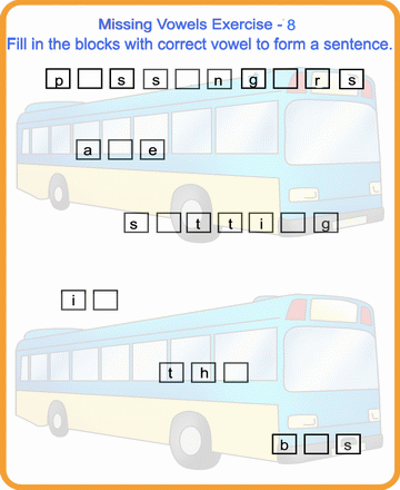 Missing Vowels 8 Sheet