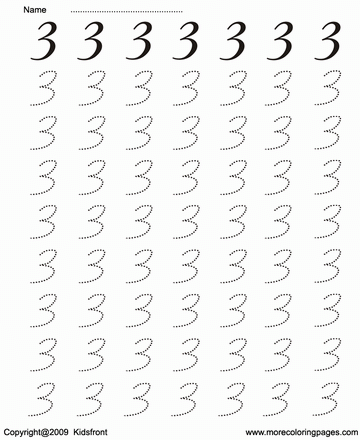 Number Writing Dot To Dots 3 Sheet