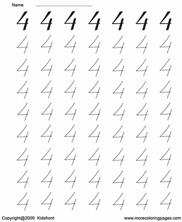 Number Writing Dot To Dots 4 Sheet
