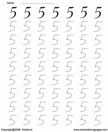 Number Writing Dot To Dots 5 Sheet