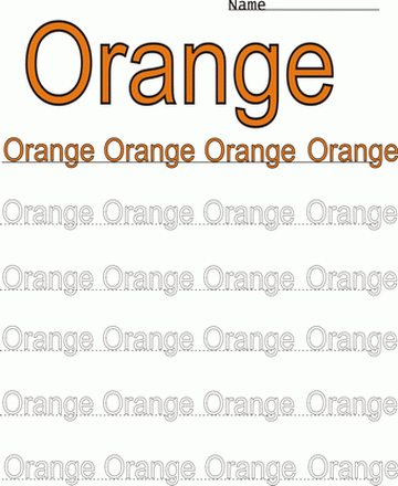Orange Word Color Coloring Worksheet Sheet
