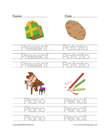 Letter P Words Worksheet Sheet