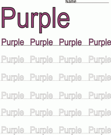 Purple Word Color Coloring Worksheet Sheet