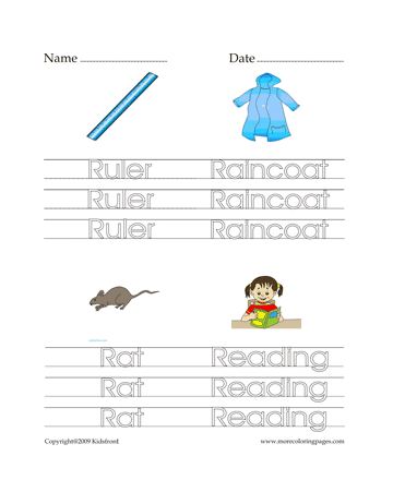 Letter R Words Worksheet Sheet