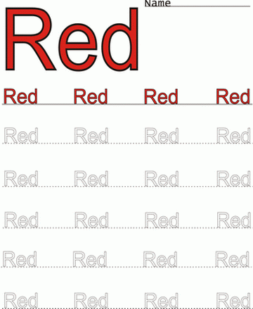 Red Word Color Coloring Worksheet Sheet