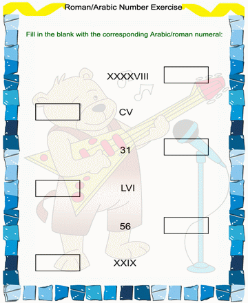 Roman Numbers 15 Sheet