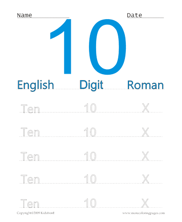 Roman Numerals 10 Sheet