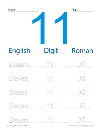 Roman Numerals 11 Sheet