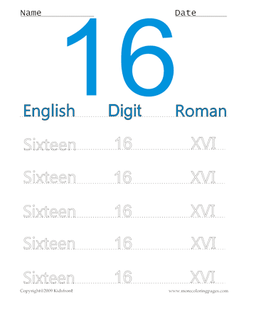 Roman Numerals 16 Sheet