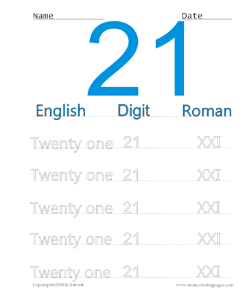 Roman Numerals 21 Sheet