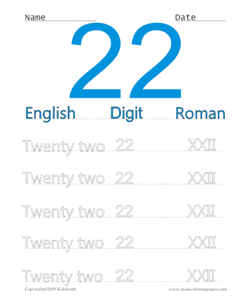 Roman Numerals 22 Sheet