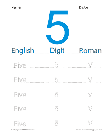Roman Numerals 5 Sheet