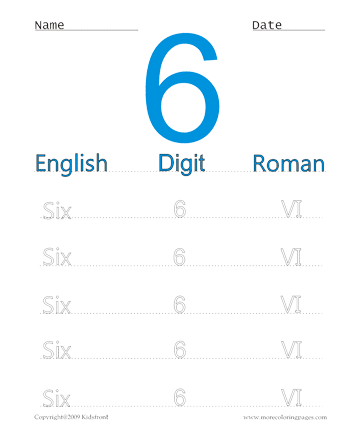 Roman Numerals 6 Sheet