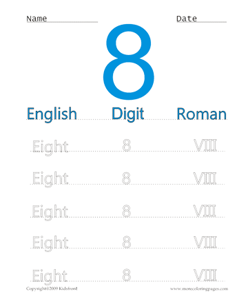 Roman Numerals 8 Sheet