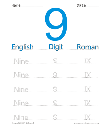Roman Numerals 9 Sheet