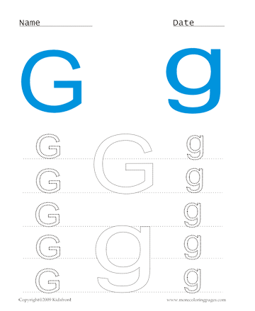 Small And Capital Letter G Sheet