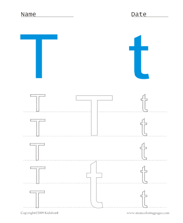 Small And Capital Letter T Sheet