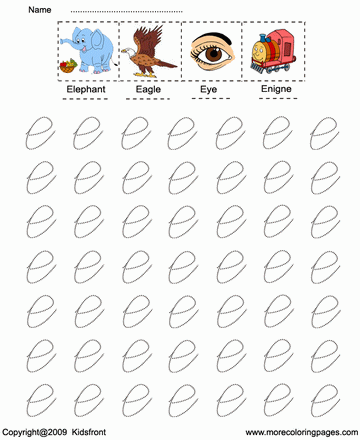 Small Letter With Picture E Sheet