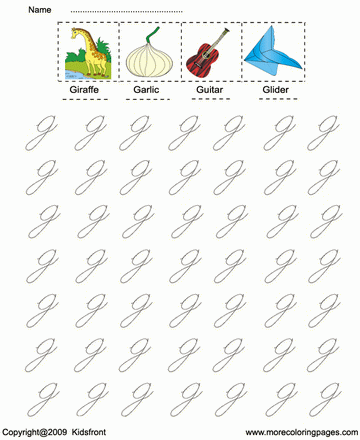 Small Letter With Picture G Sheet