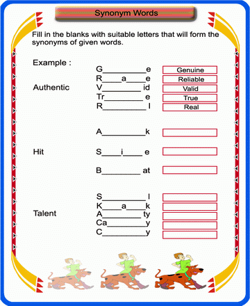 Synonyms 10 Sheet