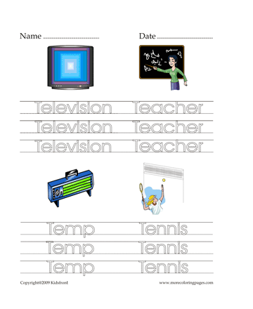 Letter T Words Worksheet Sheet