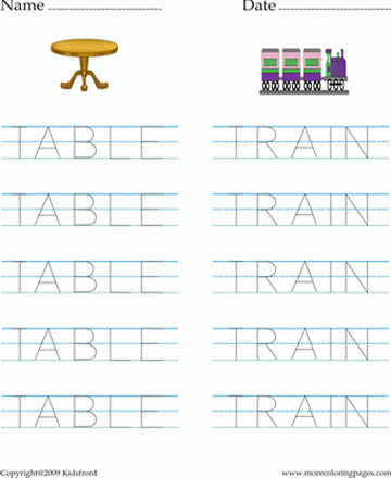 Letter T Words Worksheet Sheet