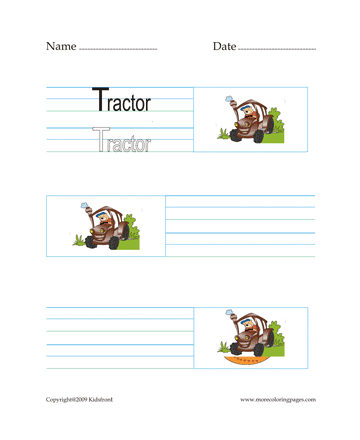 Tractor Word Worksheet Sheet