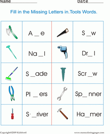 Tools Worksheet Sheet