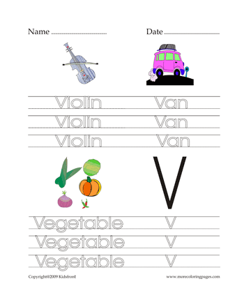 Letter V Words Worksheet Sheet