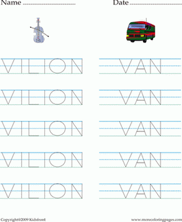 Letter V Words Worksheet Sheet