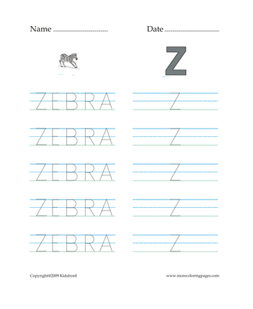 Letter Z Words Worksheet Sheet