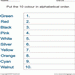 Colours Alphabetical Worksheet