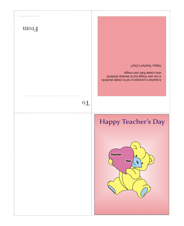 Colored Teachers Day Card With Quotes Coloring Pages