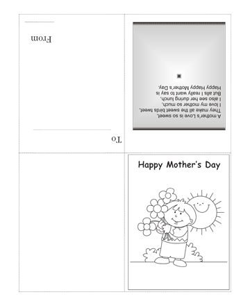 Color The Mothers Day Card With Quotes Coloring Pages