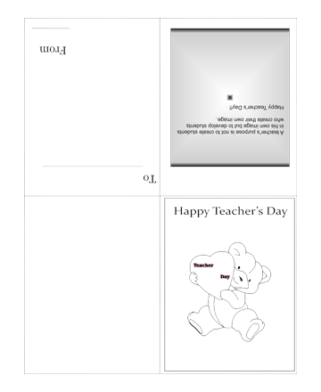 Color The Teachers Day Card With Quotes Coloring Pages