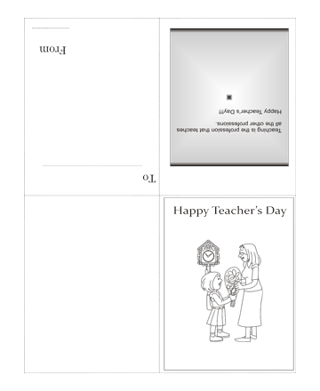 Color The Teachers Day Card With Quotes Coloring Pages