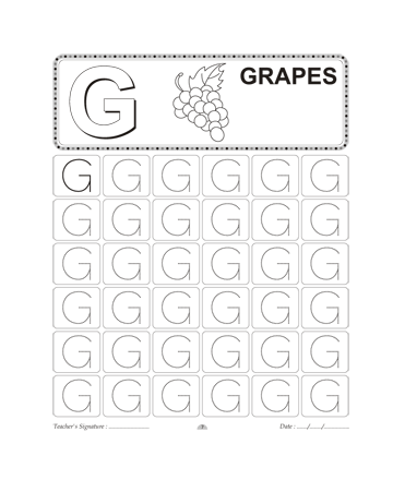 Capital Letter Writing G Sheet