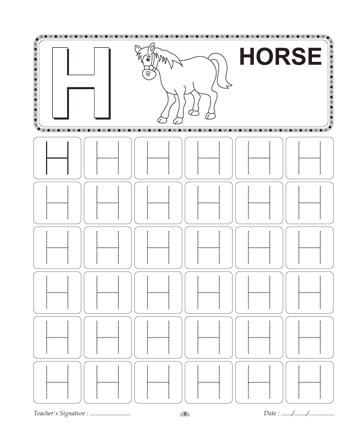 Capital Letter Writing H Sheet