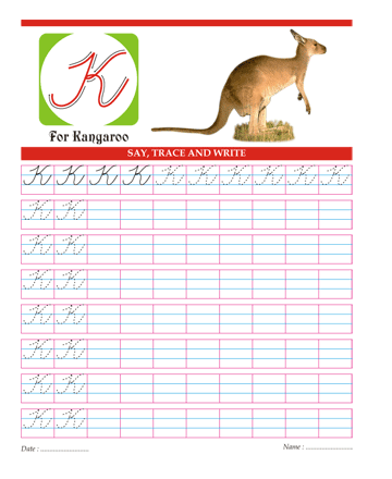 Capital Cursive Letters K Sheet