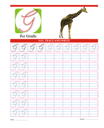 Capital Cursive Letters G Sheet