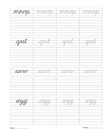 Cursive Writing Book 18 Sheet