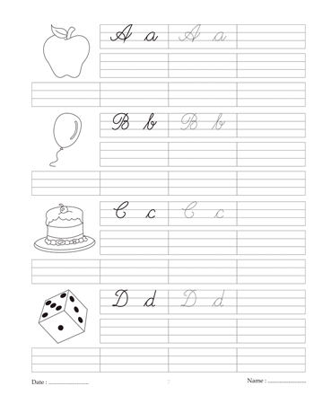 Cursive Writing Book 7 Sheet