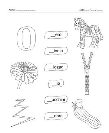 Fill In The Blank Letter Z Sheet