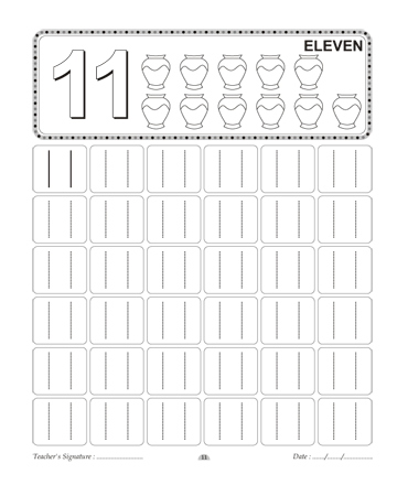 Number Writing 11 Sheet