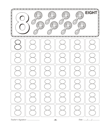 Number Writing 8 Sheet