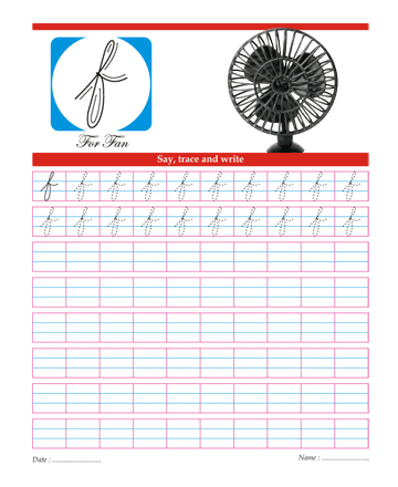 Small Cursive Letter F Sheet